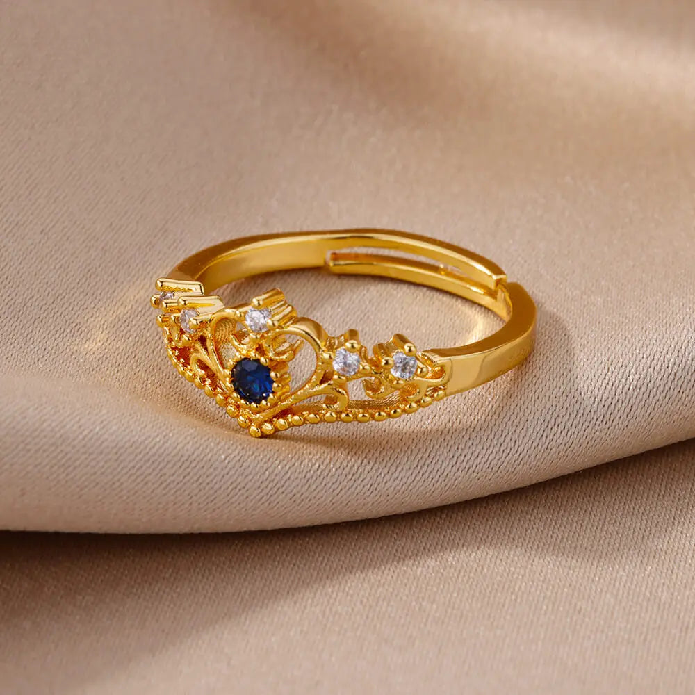 Royal Blue Zircon Crown Ring