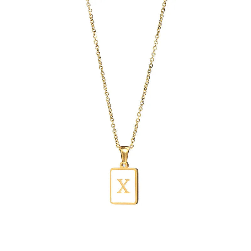 Gold Plated Framed Initial Letter Necklace