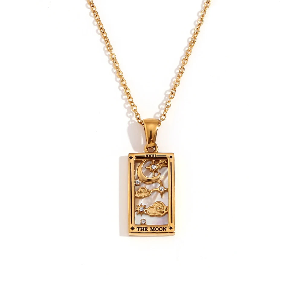 Gold Plated Tarot Card Necklace