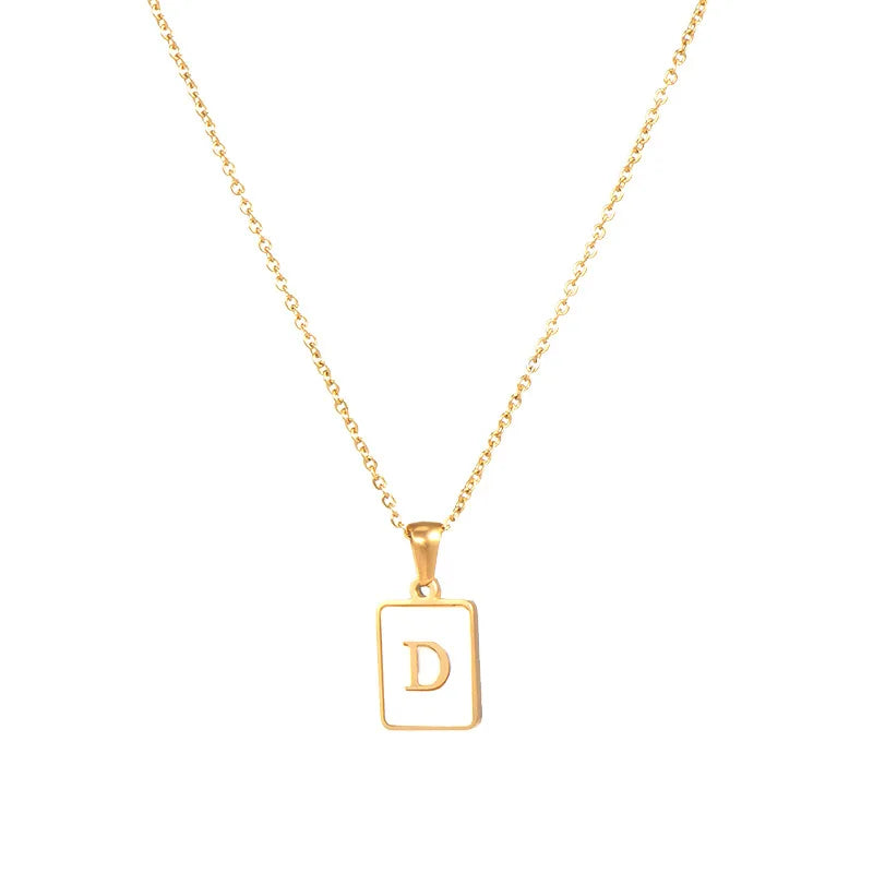 Gold Plated Framed Initial Letter Necklace