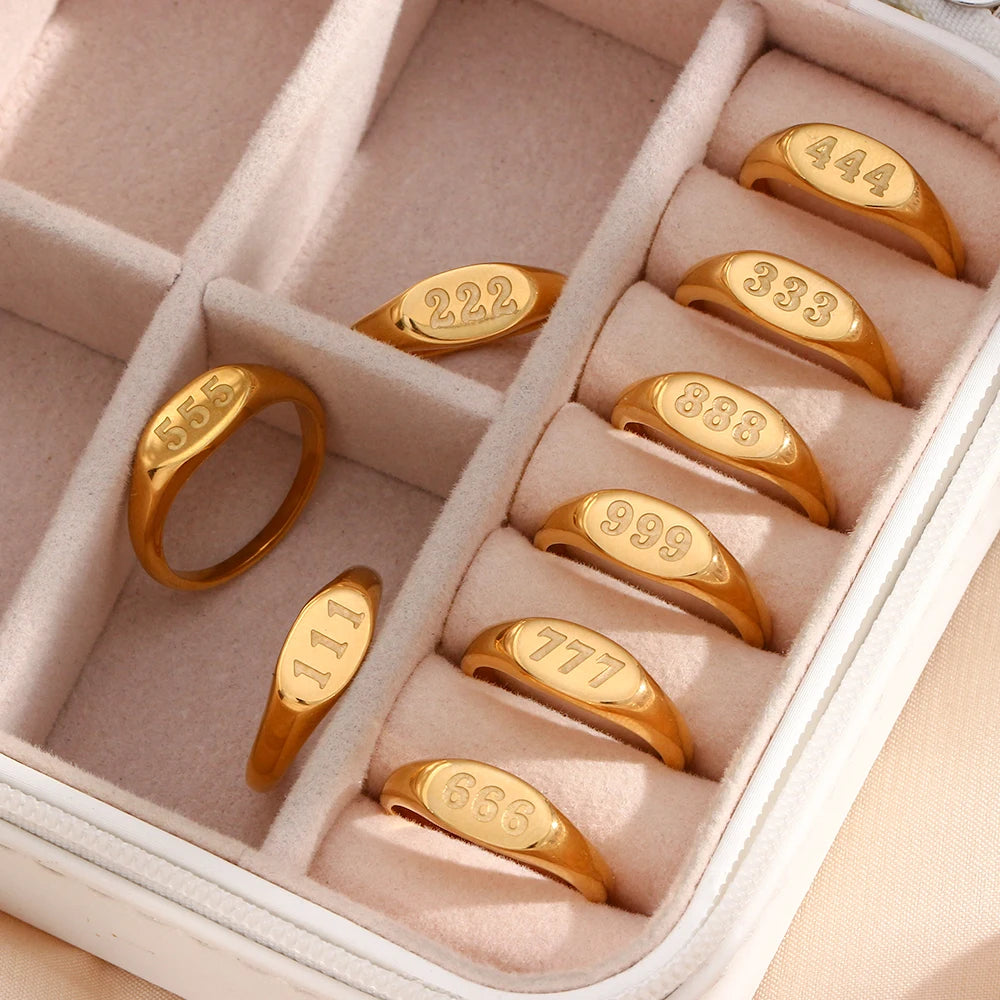 Gold Plated Angel Number Ring