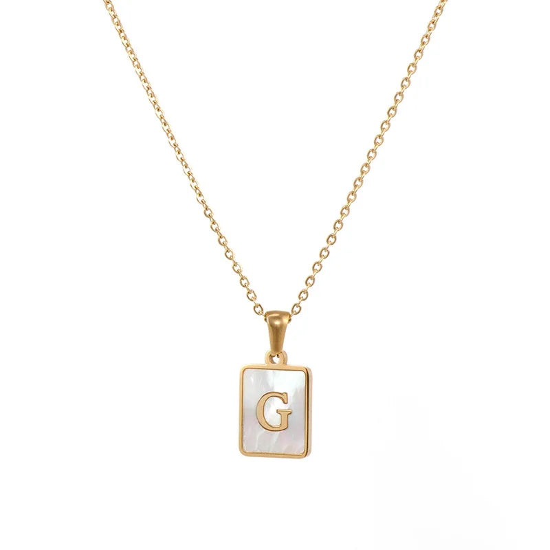 Gold Plated Framed Initial Letter Necklace