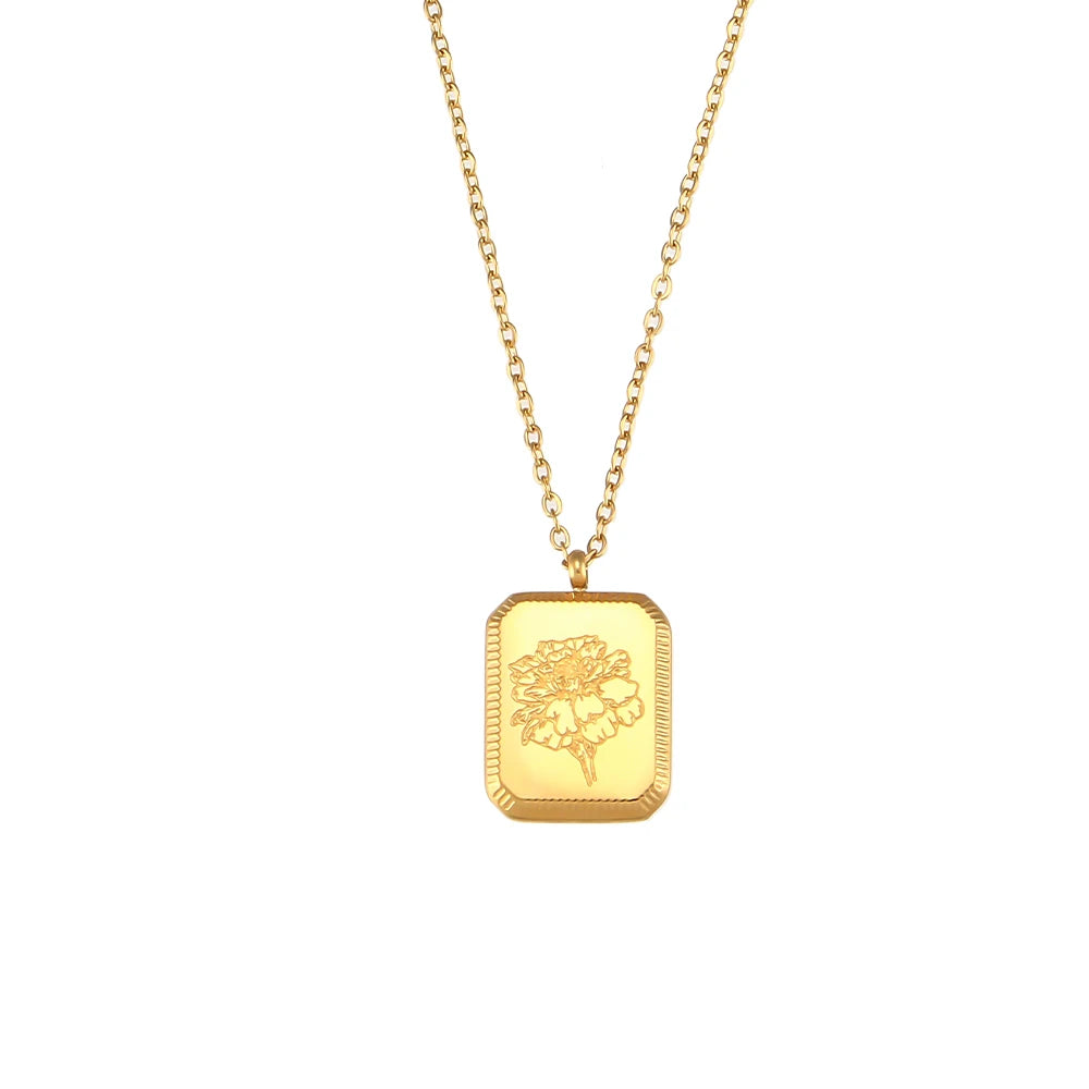 Gold Plated Birth Flower Necklace