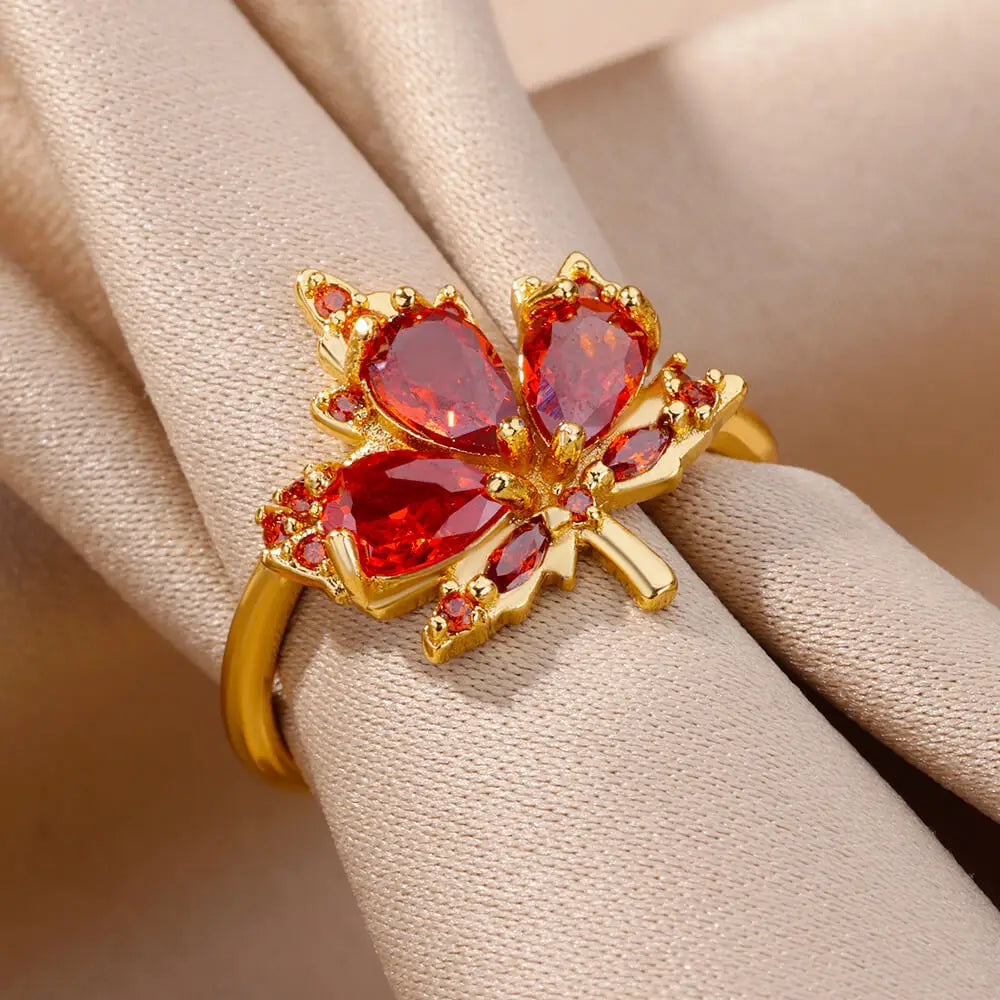 Zircon Maple Leaf Ring