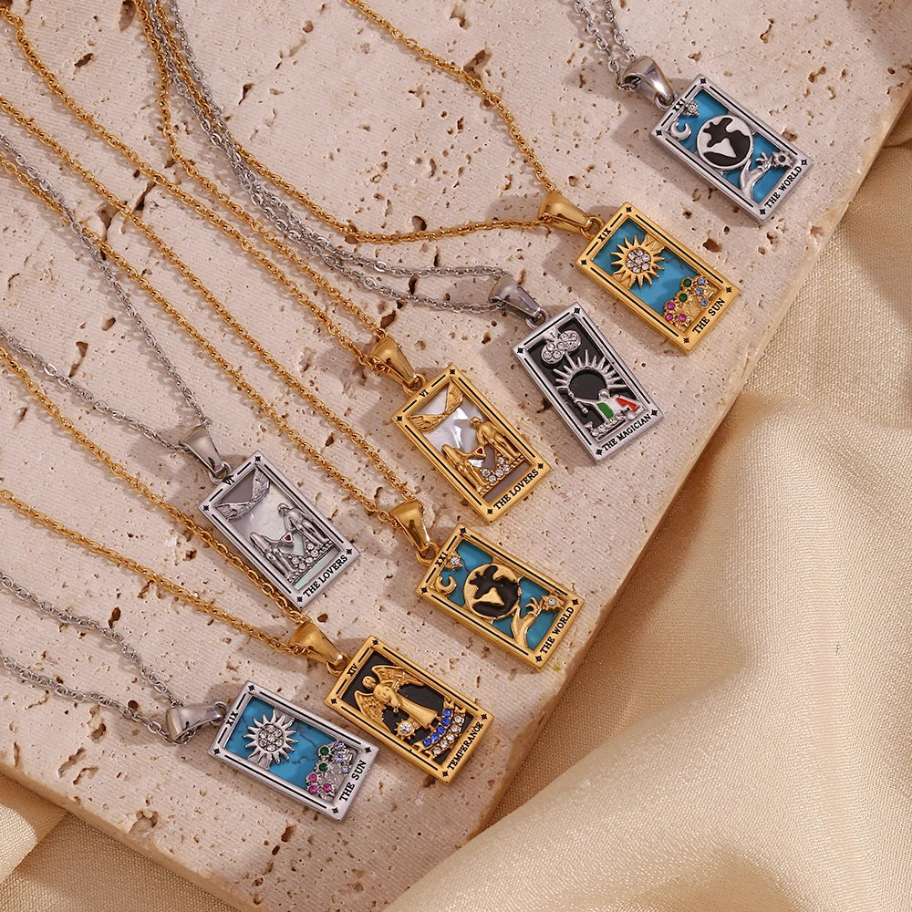 Gold Plated Tarot Card Necklace