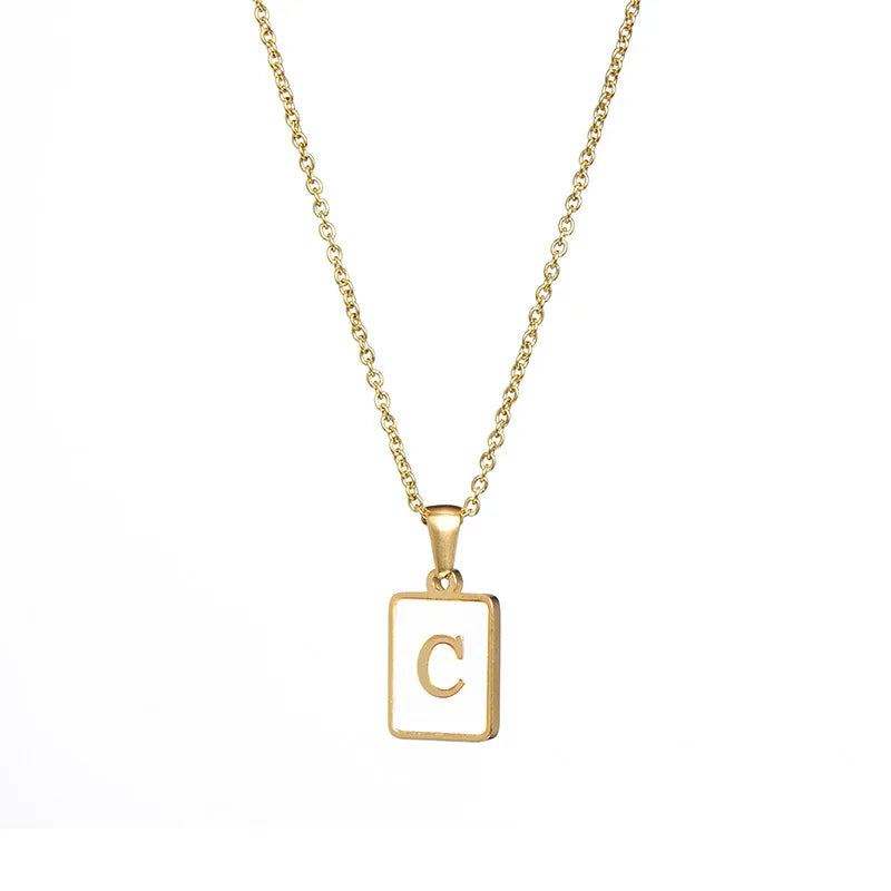 Gold Plated Framed Initial Letter Necklace