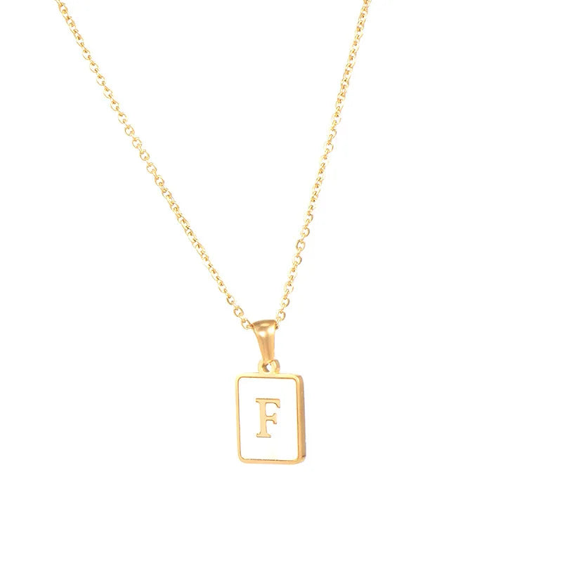 Gold Plated Framed Initial Letter Necklace