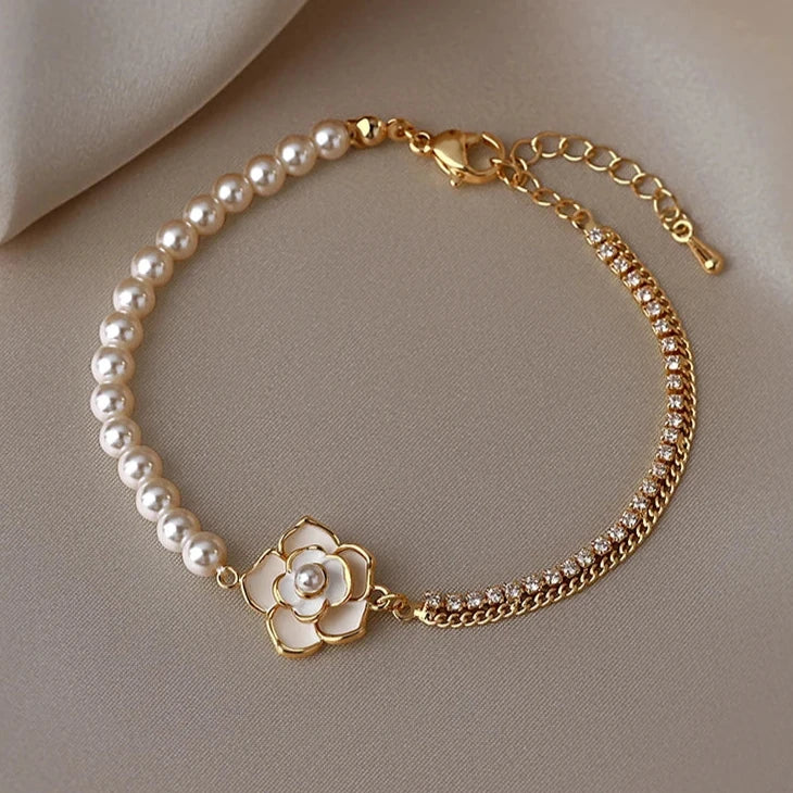 Asymmetric Camellia Flower Bracelet