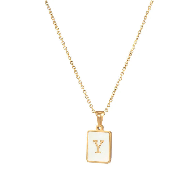 Gold Plated Framed Initial Letter Necklace