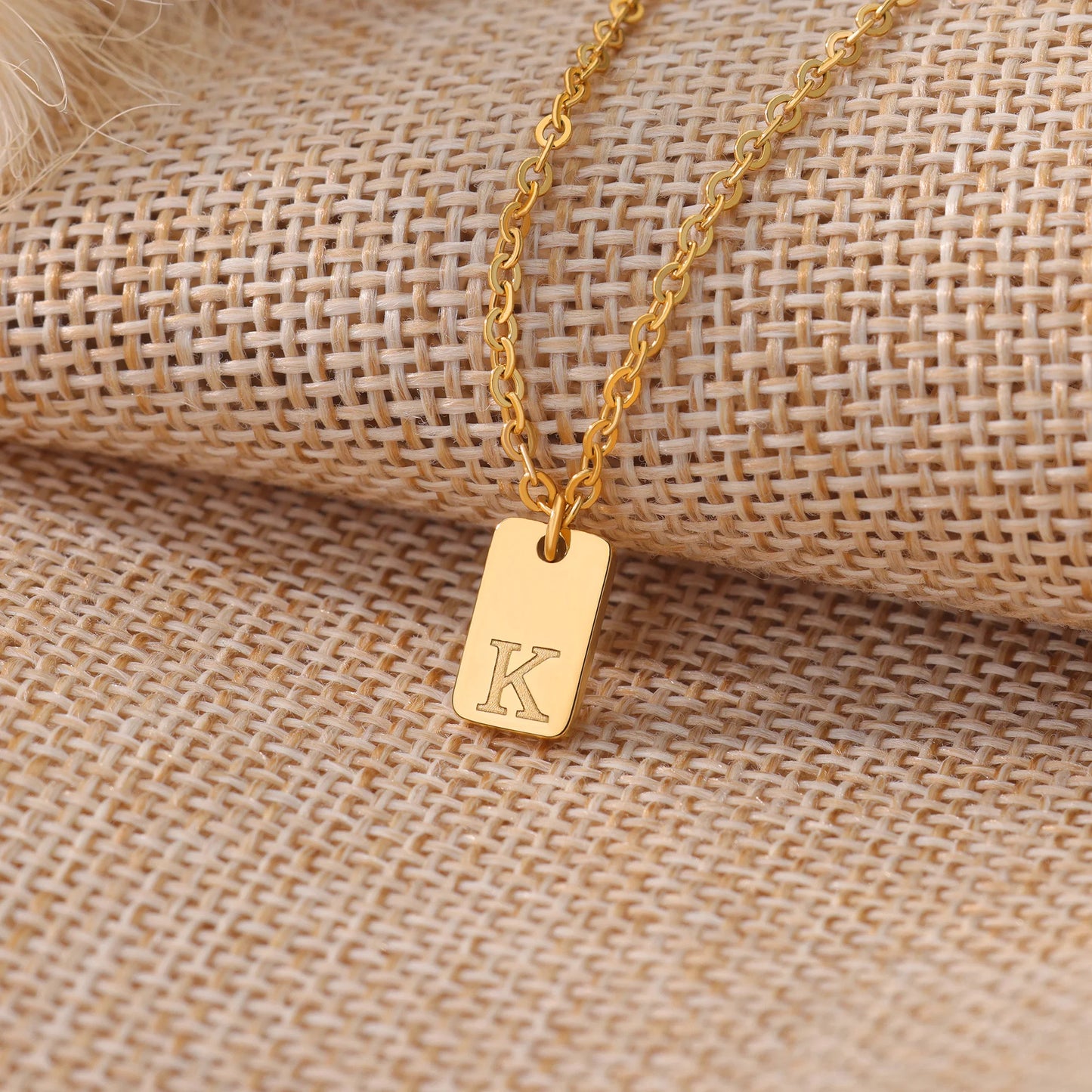 Unisex Engraved Initial Letter Necklace