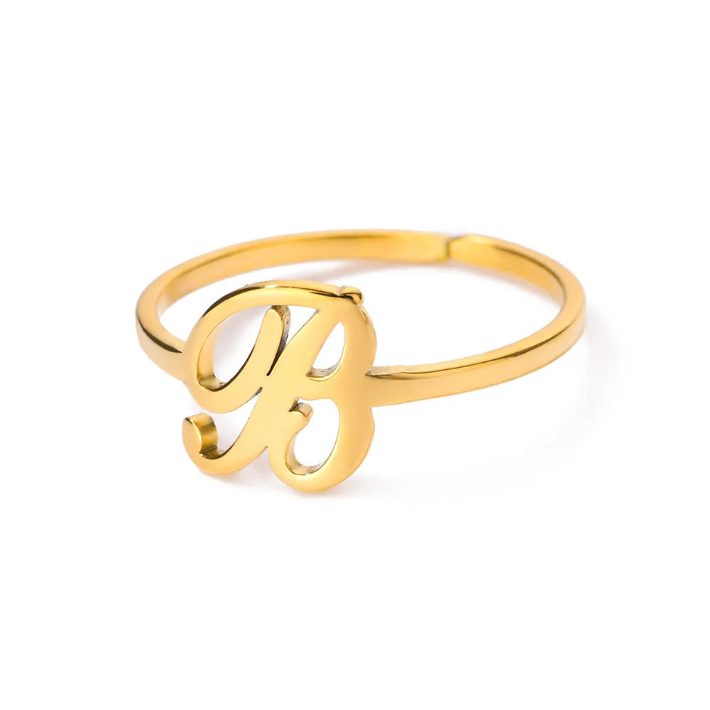 Calligraphy Initial Letter Ring