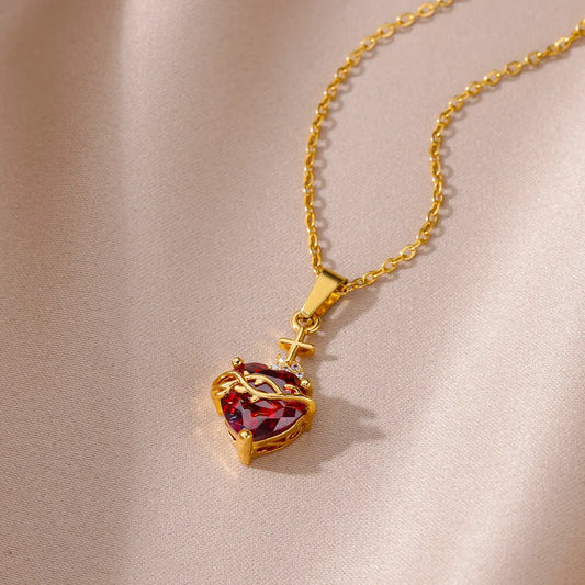 Zircon Heart and Thorns Necklace