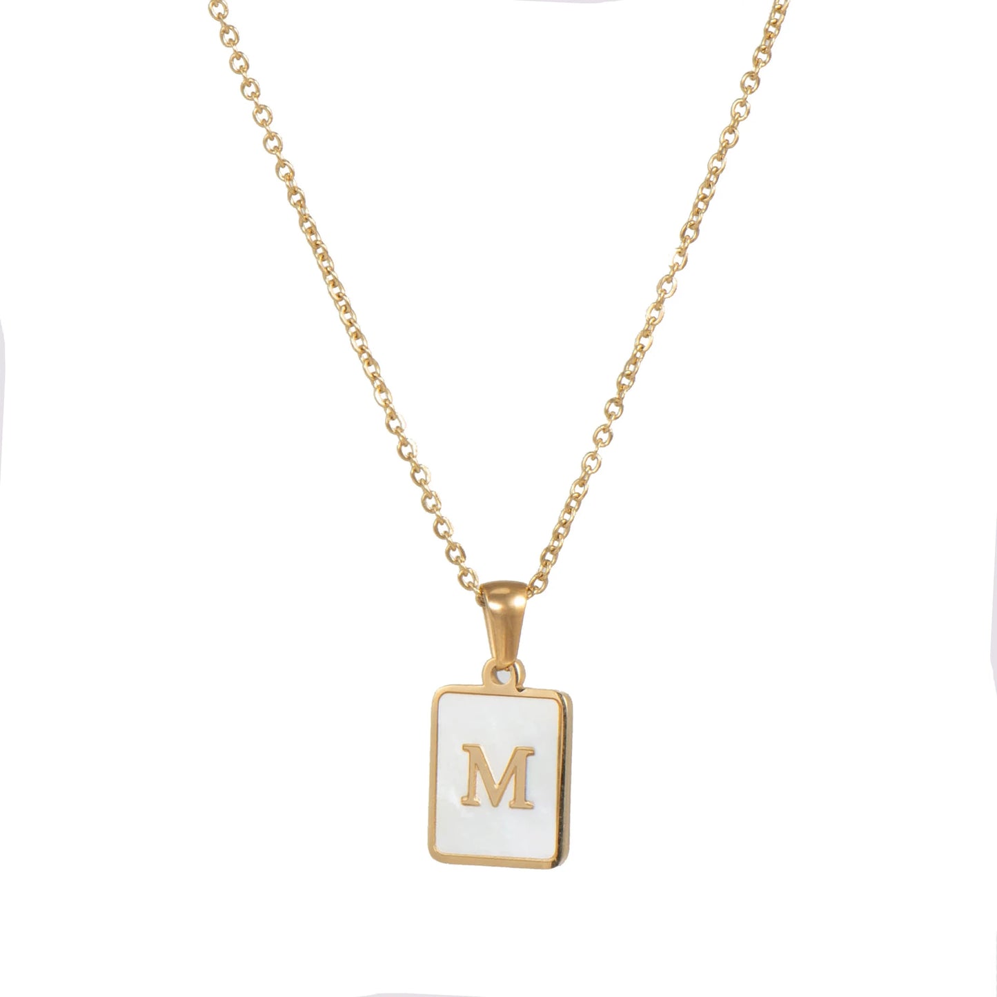 Gold Plated Framed Initial Letter Necklace