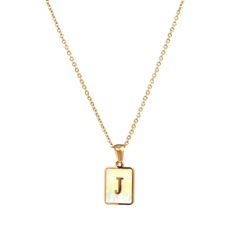 Gold Plated Framed Initial Letter Necklace