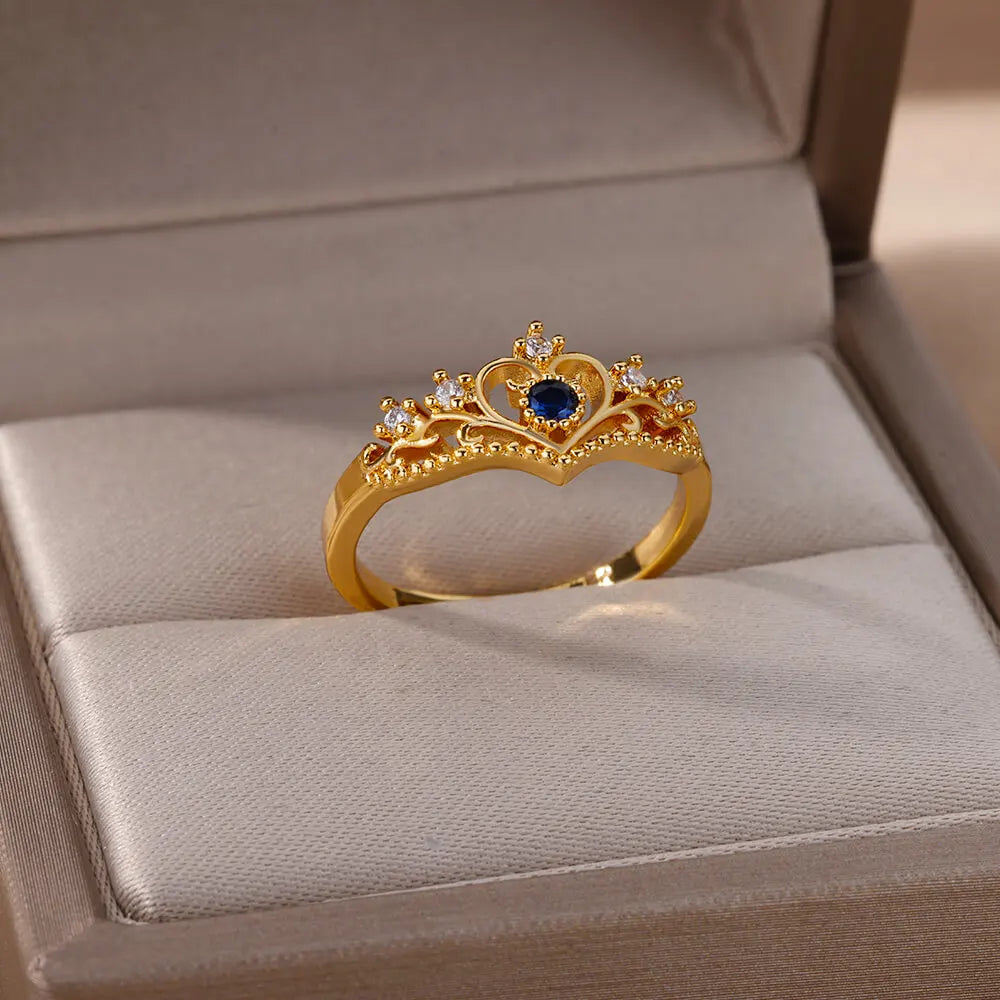 Royal Blue Zircon Crown Ring