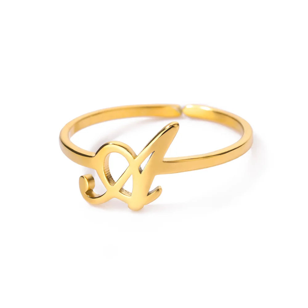 Calligraphy Initial Letter Ring