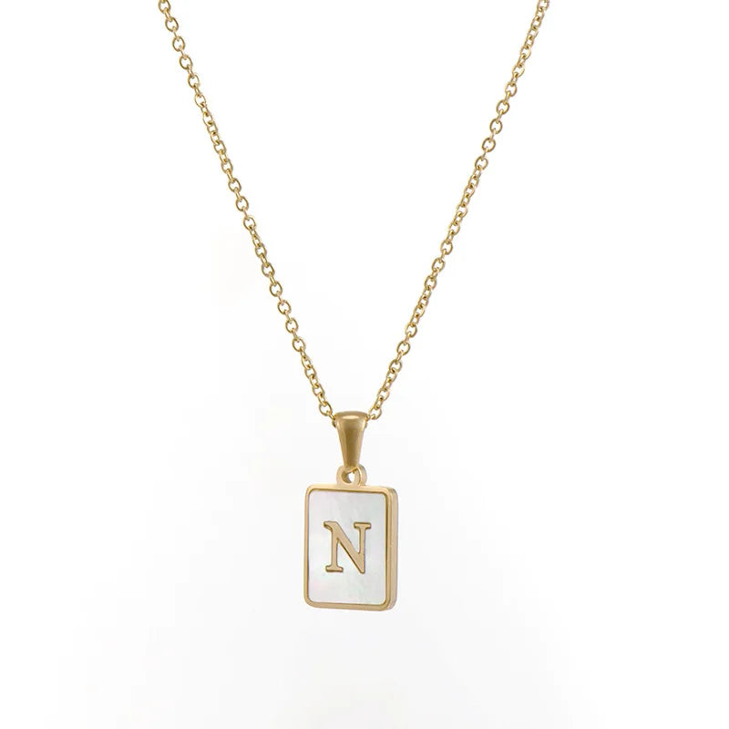 Gold Plated Framed Initial Letter Necklace