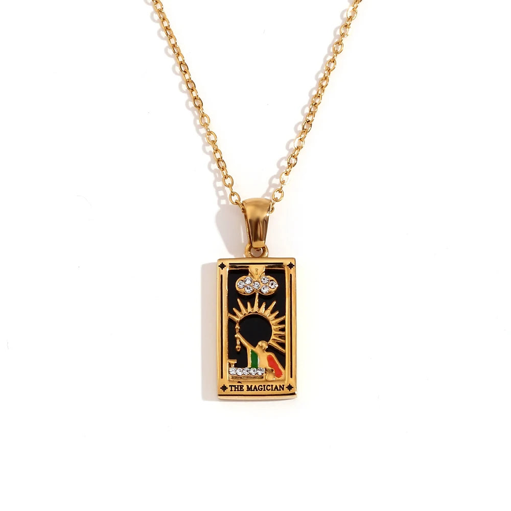 Gold Plated Tarot Card Necklace