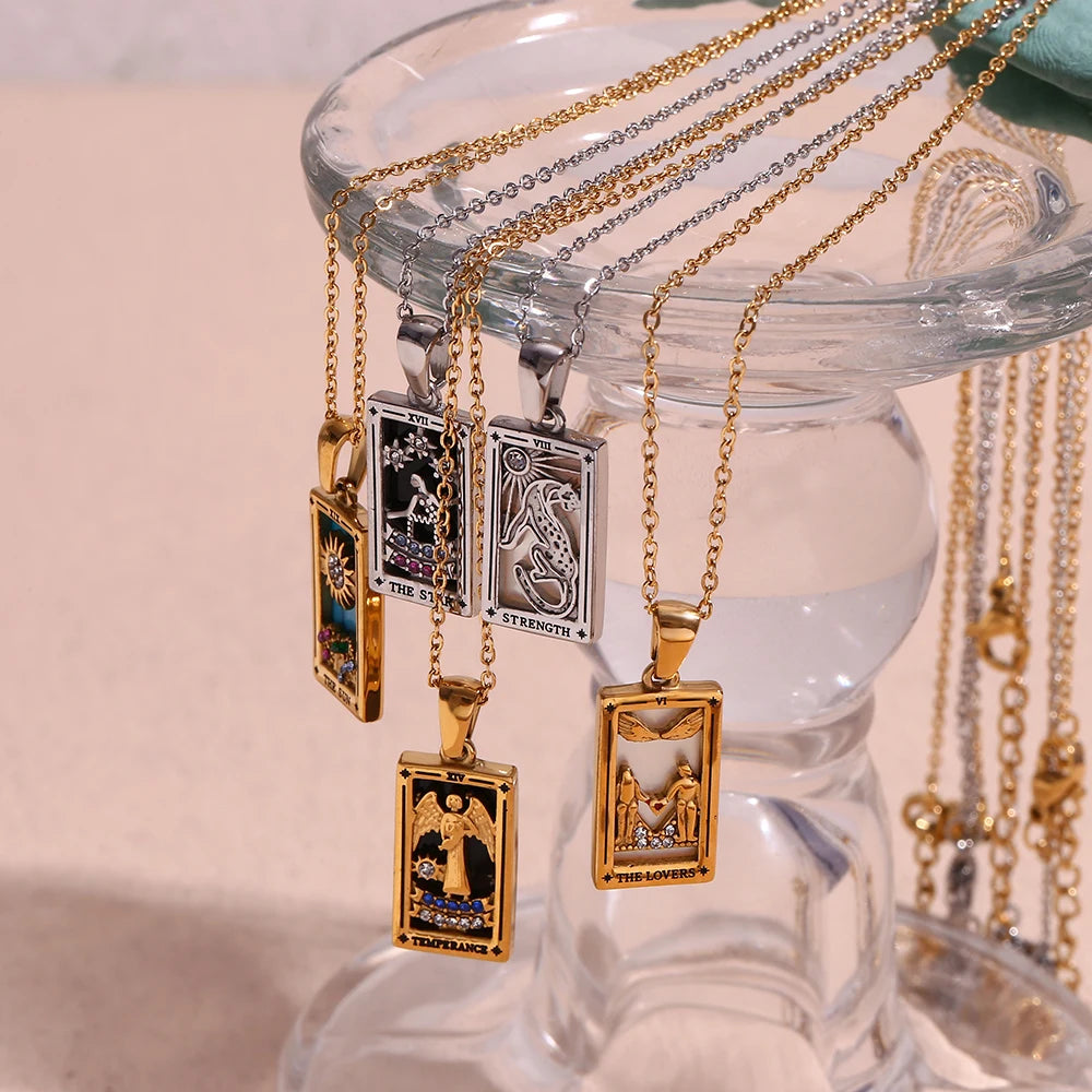 Gold Plated Tarot Card Necklace