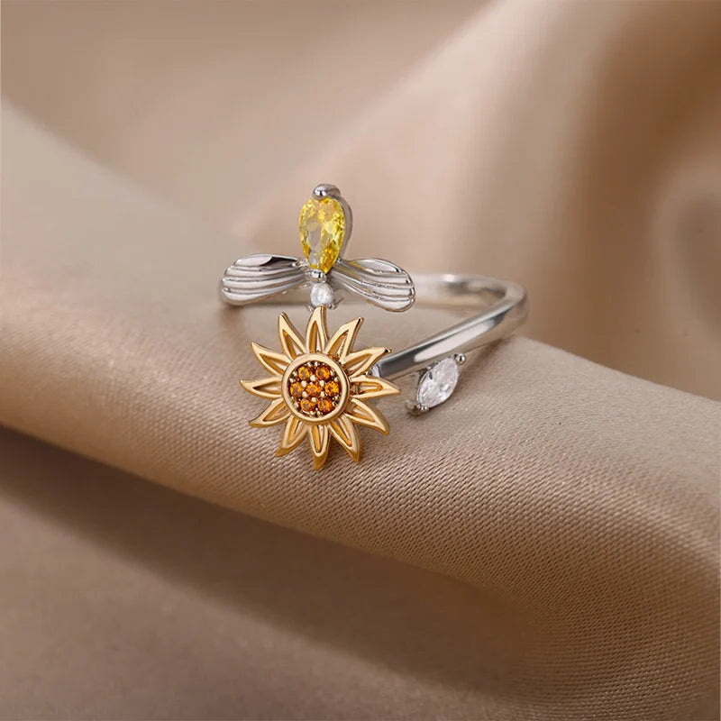 Bee & Sunflower Fidget Ring