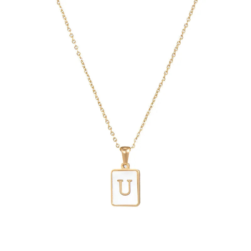 Gold Plated Framed Initial Letter Necklace