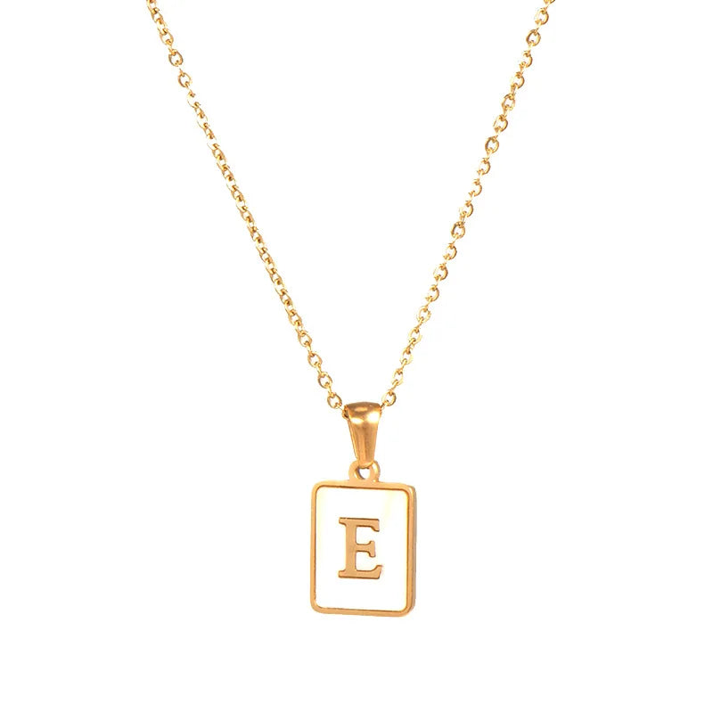 Gold Plated Framed Initial Letter Necklace