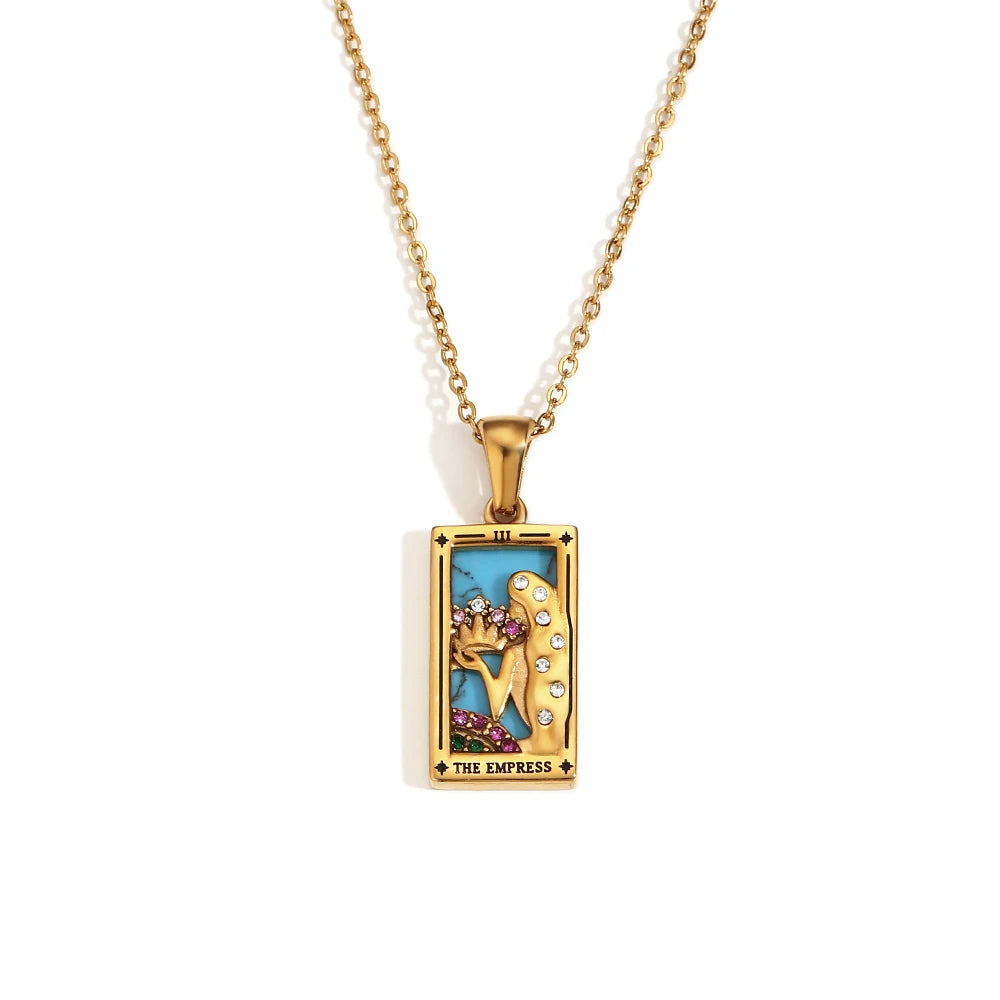 Gold Plated Tarot Card Necklace