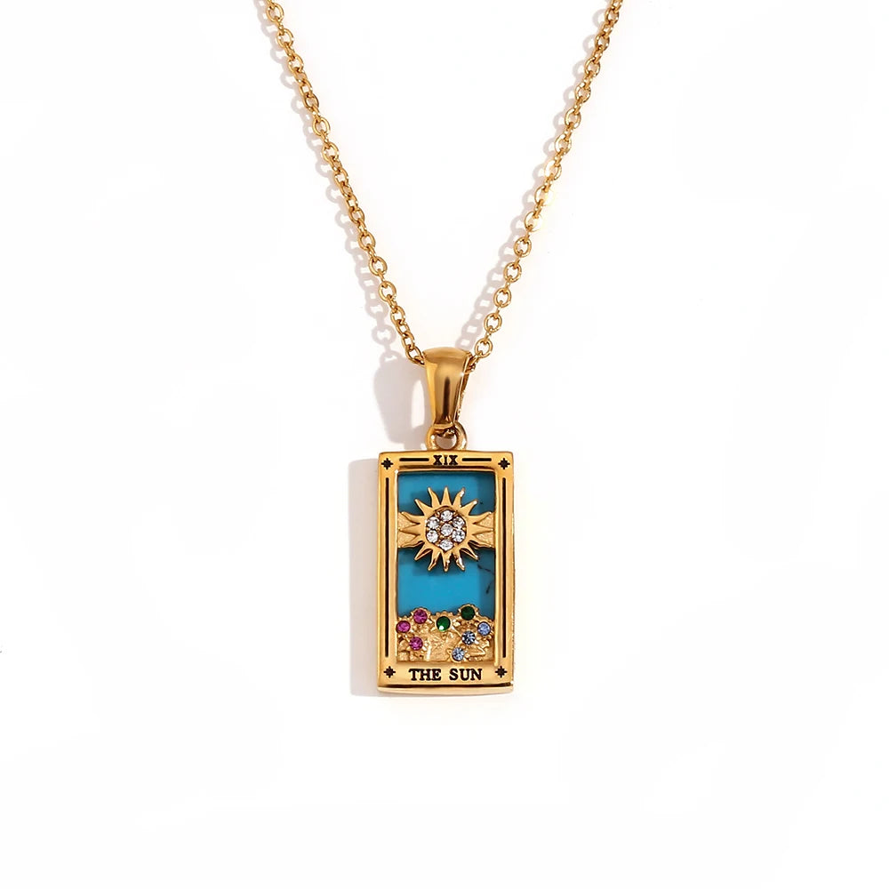 Gold Plated Tarot Card Necklace