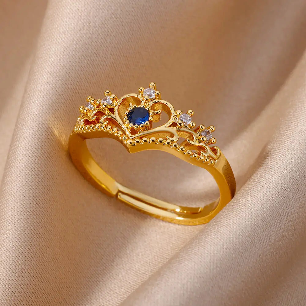 Royal Blue Zircon Crown Ring