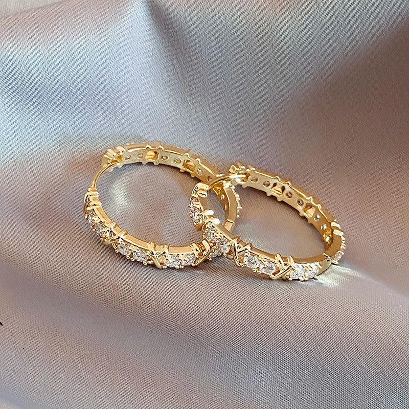 Zircon X Hoop Earrings