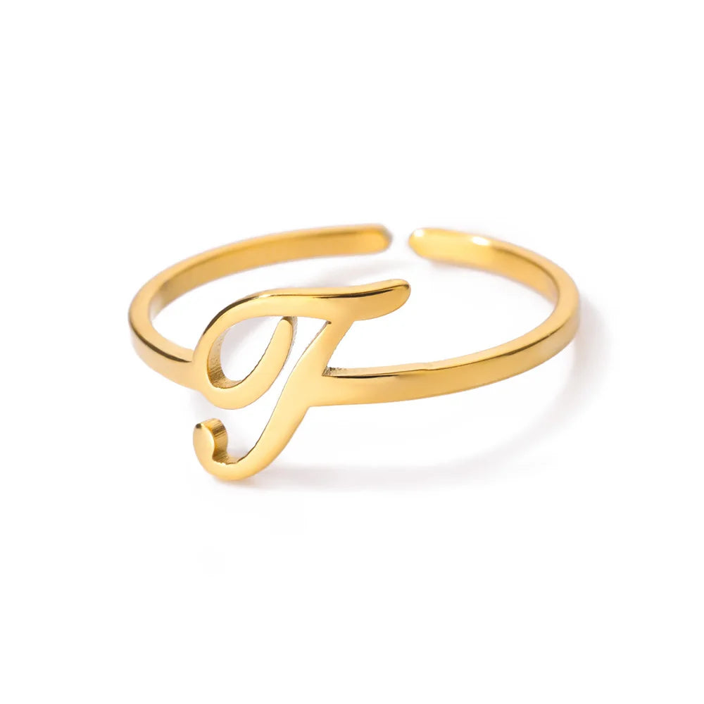 Calligraphy Initial Letter Ring