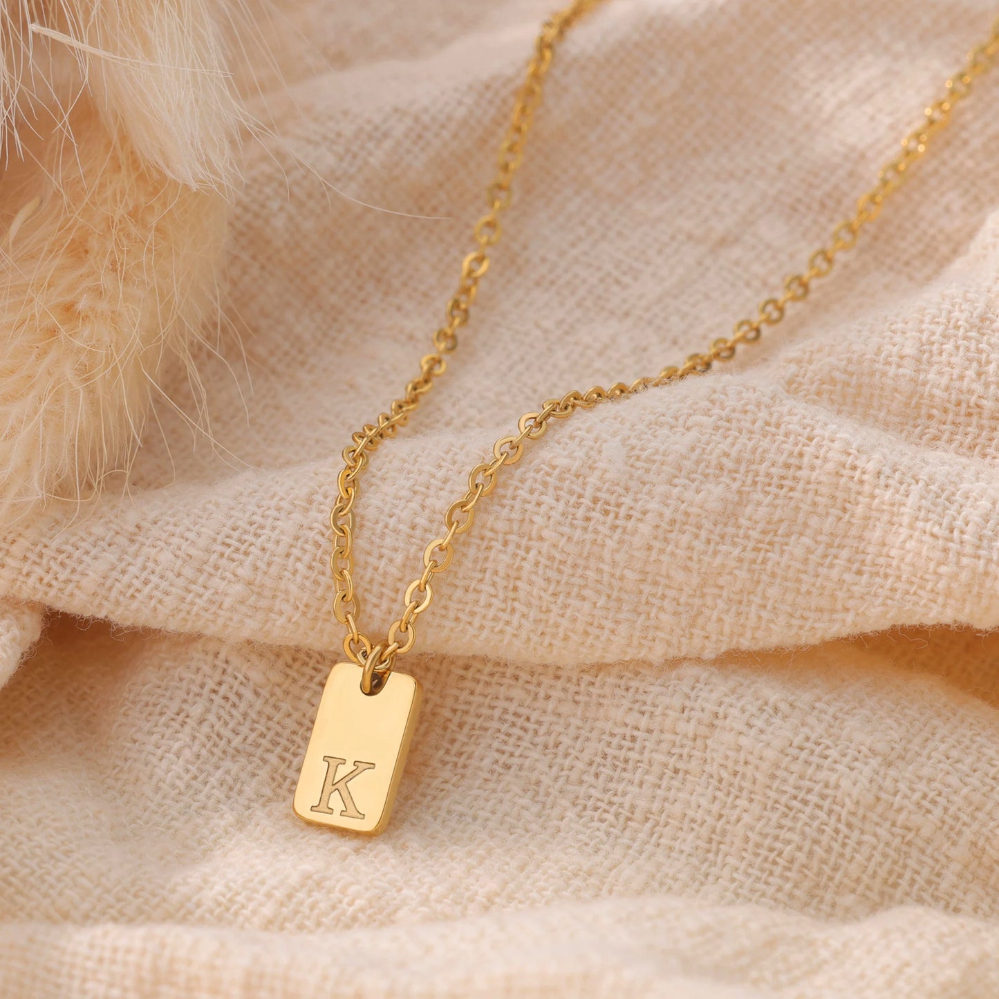 Unisex Engraved Initial Letter Necklace