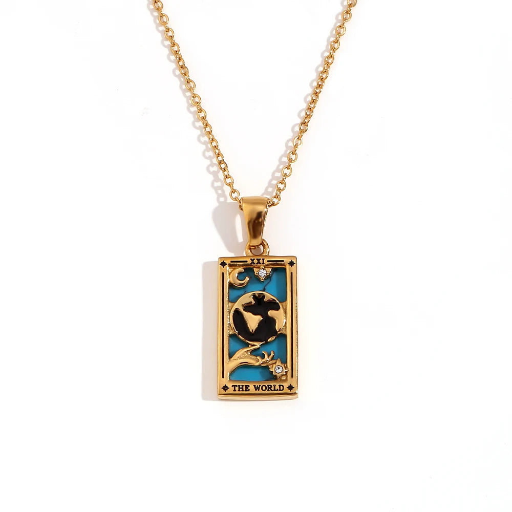 Gold Plated Tarot Card Necklace