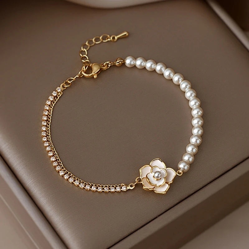 Asymmetric Camellia Flower Bracelet