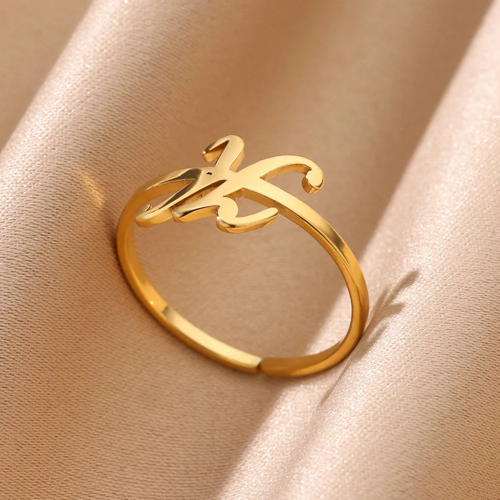 Calligraphy Initial Letter Ring