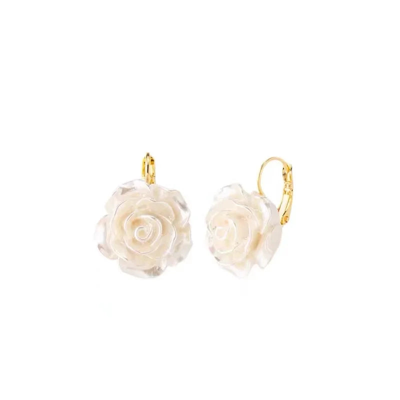 White Rose Earrings