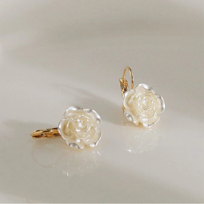 White Rose Earrings