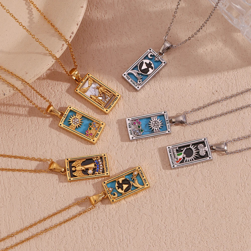 Gold Plated Tarot Card Necklace