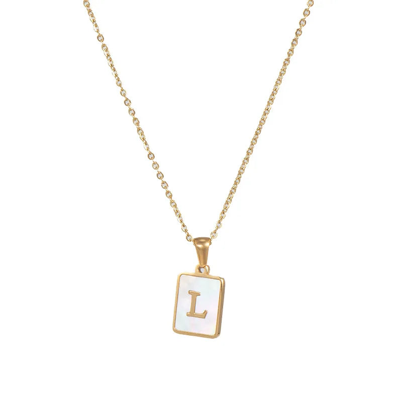 Gold Plated Framed Initial Letter Necklace