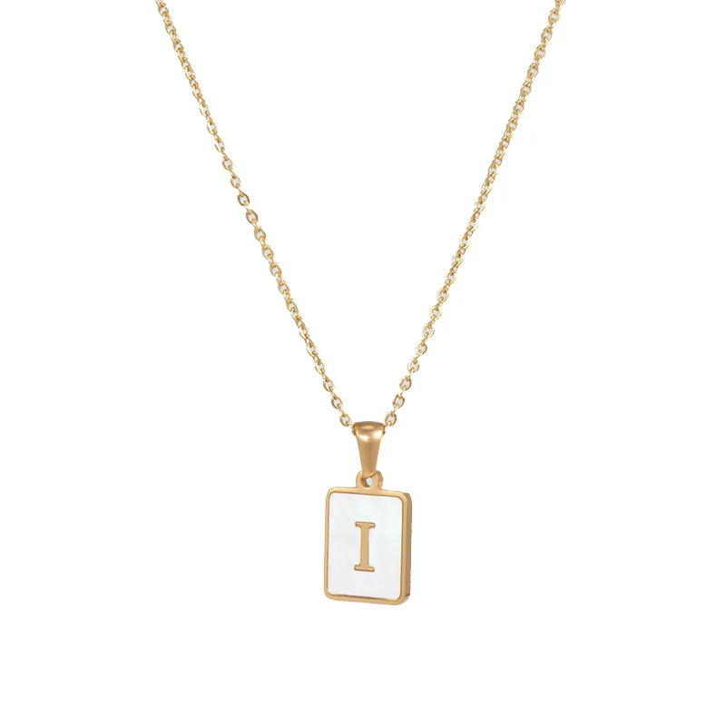 Gold Plated Framed Initial Letter Necklace